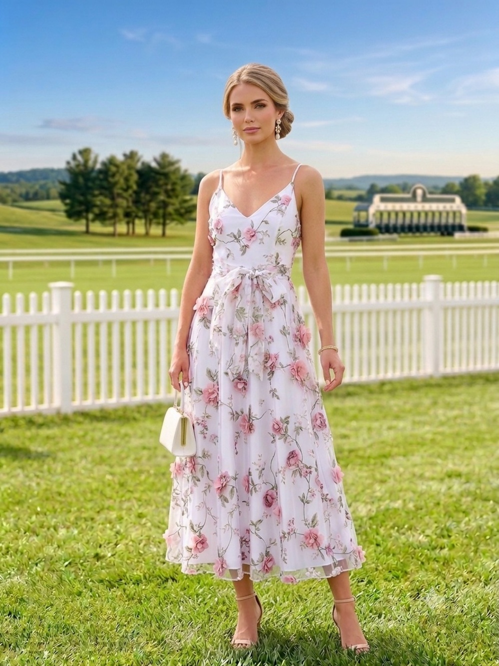 SHEIN 3D Floral Midi Dress